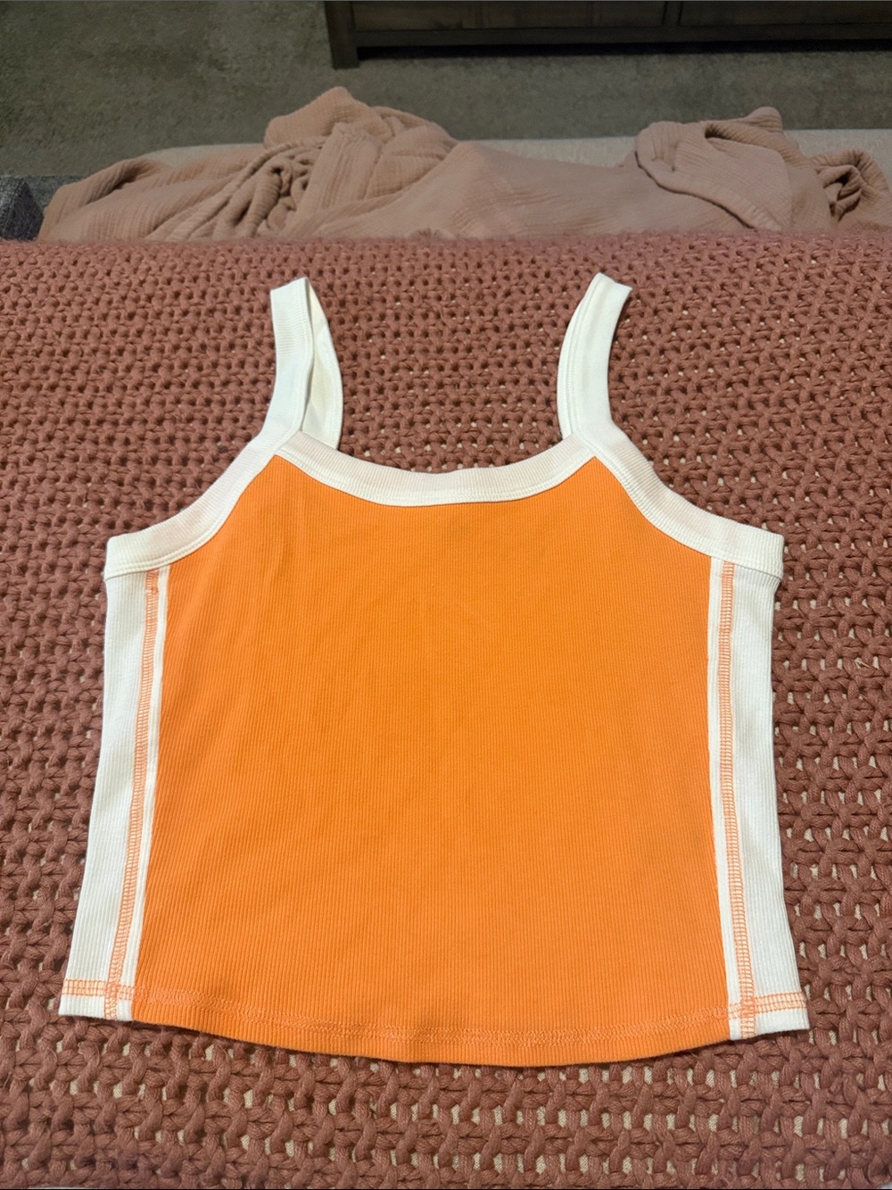 Orange Contrast-Trim Tank Top - Women